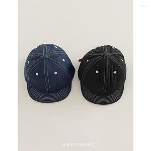 Ball Caps Takım Stili Retro Denim Tepeli Kapak Kadın Yupi Street Tide Marka Çiftinin Kısa Kötü Şapka Yüzü Küçük Görünüyor