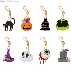 Andra evenemangsfestleveranser 8st Halloween Tree Ornaments Paper Pumpkin Ghost Witch Hat Pendant Hanging Sign With Rope Halloween Party Home Decor Gifts Tag Q23101010