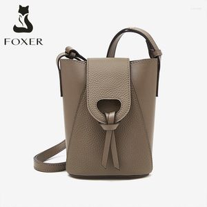 Kvällspåsar Foxer Mini Telefonpåse Travel lätt för flicka Fashion Crossbody Högkvalitativ små kvinnor Split läder axel mobiltelefon