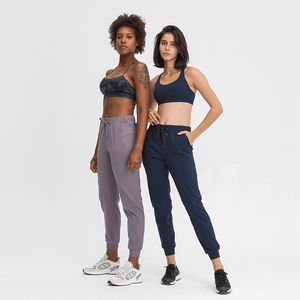 luu kadın çıplak hissediyorum kumaş yoga antrenman spor joggers pantolon kadın bel çizme fitness iki yan cep tarzı ile ter pantolon koşu