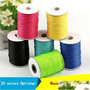 Cord & Wire 20 Colors 1Mm 200Yards/Volume Waxed Wire Cotton Cords For Wax Jewelry Making Diy Bead String Bracelet Sewing Leather Neckl Dh6Lj