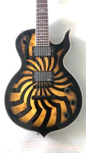 Siyah bantlı ağaç nodül yüzeyi ome elektro gitar maun gövdesi