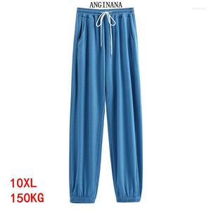 Women's Pants Large Size 10XL 150KG Pocket Big 7XL 8XL 9XL Summer High Waist Loose Black Stretch Trousers Sports 52 54 56