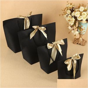 Packing Bags Wholesale Gift Boutique Bag Paper Bags Clothes Packing For Birthday Wedding Baby Shower Present Wrap 5 Colors Office Scho Dhnag