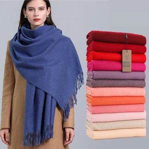 Shawls Winter Cashmere Scarf Women Thick Warm Pashmina Shawls Wraps Solid Color Tassel Lady Blanket Echarpe Bufanda Hijab 231010