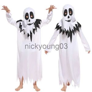 Tema traje assustador crianças branco fantasma traje para halloween natal carnaval masquerade horrível elfos robe crianças cosplay traje x1010