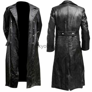 Temadräkt män Steampunk German Classic Military Uniform Officer Cosplay Black Trench Medieval Coat Gothic Clothes Men Assassin Suit X1010