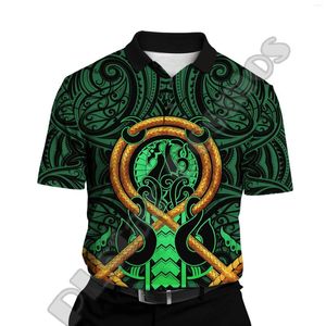 Herrpolos anpassade namn Zeeland Maori Aotearoa tatuering dprint harajuku streetwear casual collar polo skjortor sommar korta ärmar c