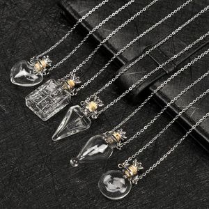 Glaze Vial Necklace Openable Water Drop Heart Steel Chain Keepsake Essential Oil Pendant Memorial smycken Parfymhalsband249w