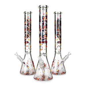 18 Inches Tall Bong Big Beaker Water Pipes With Decals Tiger Bear Wolf Theme Oil Rigs With Glass Bowls Downstem 7 mm Thickness Mixed Design