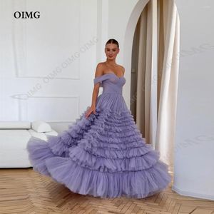 Party Dresses OIMG Elegant Lavender Tulle Prom Evening Off Shoulder Wedding Po Shoot A Line Garden Bride Gowns Princess Dress