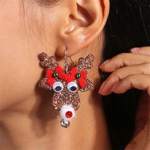 Christmas Design Earring Jewelry Ear Pendants Decorations Charm Bell Santa Claus Tree Deer Cartoon Toy Merry Xmas New Year Festive Gift Party Supplies Ornament
