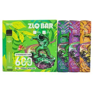 Original 100% ZLQ BAR 600 2ml 550mAh Mesh-Spulen E-Zigaretten Vape Pen 2% 0% Einweggerät Zigarette Electronique 15 Farben