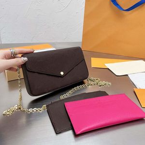 Brieftasche Designer Damen Drei-in-Eins-Druck Luxuriöse, hochwertige geprägte Umhängetasche Schachbrett-Leinen-Geldbörse in mehreren Stilen