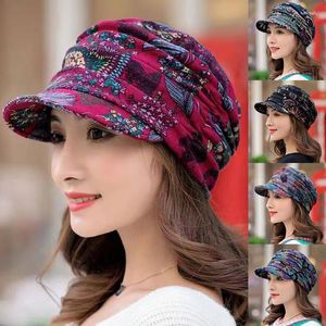 Berretti Cappello di cotone con stampa di moda Donne musulmane Chemio Foulard Berretti Turbante Perdita di berretti spessi