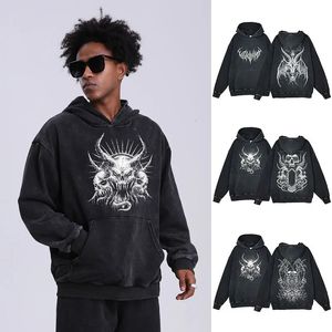 Men's Hoodies Sweatshirts Anime Hooded Sweatshirt Men Harajuku Hip Hop Hoodies Skull Print Y2K Women Workout Casual Gothic Vintage Long Sleeve Pullover 231010