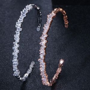 Cubic Zirconia Cuff designer bracelet Opening Adjustable bracelet Luxury Fashion Copper Rose Gold Silver Irregularity Bracelets je330z