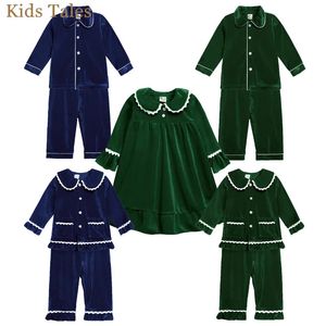 Pijamas crianças bebê meninos meninas veludo natal combinando família conjunto de manga longa pai mãe crianças topspants pjs sleepwear 231010