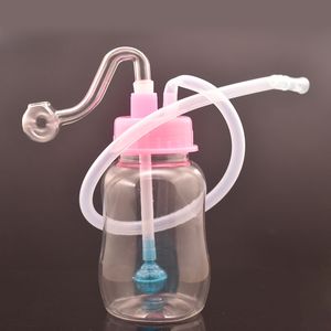 Portable Plastic Oil Burner Bong Water Pipes with 10mm Male Thick Pyrex Glass Oil Burner Pipe Silicone Tube for Smoking Tool