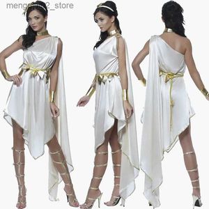 Thema Kostüm Antike griechische Göttin Karneval Weißes Kleid Athena Come Asymmetrische ägyptische Robe Cosplay Halloween Fancy Partykleid Q231010