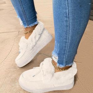 Boots 2023 White Fur Women Shoes Loafers Comfortable Pregnant Furry Fluffy Winner Cottom Warm Snow Black