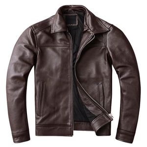 Men s Leather Faux Casual Real Cowhide äkta jacka Men Slim Mens Clothing Spring Autumn Cow Clothing Asian Storlek 6xl 231009