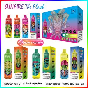 Çin E Zigarette Sunfire 9000Puffs Tek Kullanımlık E Sigara Pod Cihaz Kiti Şarj Edilebilir Pil 18ml Arabalar Önceden doldurulmuş Pods Vape Büyük Puf Toptan I Vape Hızlı Gemi