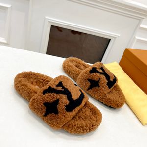 Wool integrated women slippers with soft plush open toe fur slippers fuzzy and fluffy home shoes indoor outdoor slippers