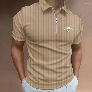 رجال Polos 2023 أزياء الرجال قصيرة الأكمام سستة بولو شيرت عرضة قميص طباعة طية صدريقة كبيرة الحجم