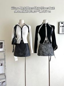 Vestidos de trabalho estilo preppy outfits 2 peça saia conjunto feminino senhora do escritório camisetas de manga comprida cintura alta a linha y2k design retro