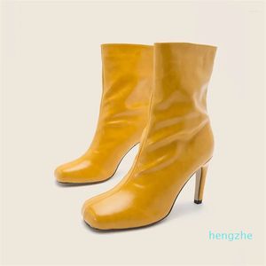 Botas 2023 Mulheres Moda Doce Cor Curta Senhoras Sexy Stiletto Outono Inverno Sapatos Grande Tamanho 36-43
