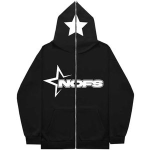 Y2k hoodie goth nofs hoodie dragkedja mens jacka streetwear kvinna designer kläder hoodies tröja full överdimensionerad herr streetwear coat 338