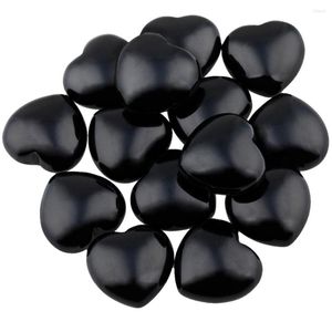 Jewelry Pouches TUMBEELLUWA 5pcs Natural Black Obsidian Puff Heart Healing Crystal Palm Stone Worry Chakra Reiki Decoration 0.9''