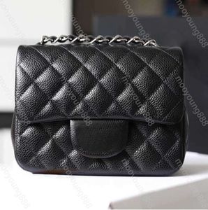 10A Top Tier Quality Mini Square Flap Bag Designers Womens Real Leather Caviar Lambskin Classic Black Purse Quilted Hangbags Crossbody Shoulder Motion design 11ess
