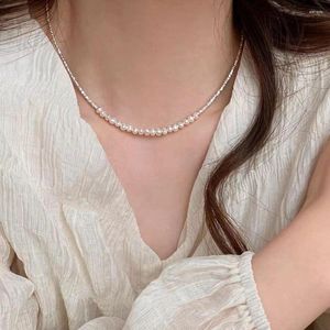 Chains S925 Sterling Silver Irregular Pearl Necklace For Women Sweet Girls Clavicle Chain High Grade Neckchain Fine Jewelry Accessories
