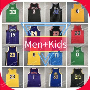 Tracy McGrday Allen Iverson Erkekler Çocuk Basketbol Formaları Doncic Bryant Michael James Booker Larry Bird Tatum Curry Mavi Sarı Erkek Gençlik Formaları