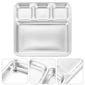 Geschirr-Sets, Edelstahl-Teller, geteiltes Tablett: Portionskontrolle, Diät-Teller, Trenn-Geschirr-Tablett für Kinder, Dessert, Mittagessen, Pasta-Sauce