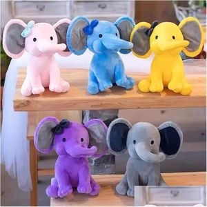 Kids Elephant Stuffed Doll Cute Comfort Baby Plush Animals Toy Slee Pillow Bolster Pp Cotton Doctor Bow Design Birthday Christmas Gifts For