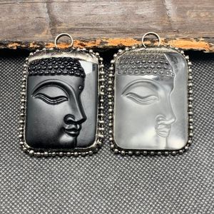 Collane con ciondolo Moda Cristallo Mezza faccia Buddha Vetro polacco opaco per collane Creazione di gioielli Ciondoli intagliati Accessori fai da te