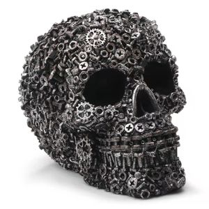 Dekorativa föremål Figurer Harts Skruv Gear Mekanisk stil Skull Crafts Ornament Home Decor Statue Halloween Decoration Sculpture 231009