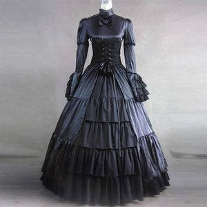 Halloween Classic Gothic Victorian Period Masquerade Party Dress Autumn Long Sleeve European Court Princess Historical Ball Gown 4249p