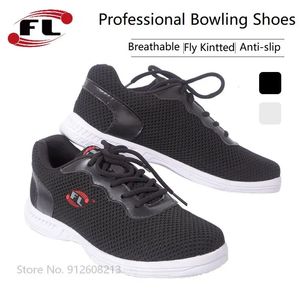 Sapatos de boliche profissionais leves Fly Kintted tênis de boliche respirável para homens mulheres antiderrapantes único treinador tamanho 35-46 231009
