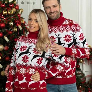 Women's Sweaters Christmas Couples Sweaters Winter Xmas Jacquard Knitwear for Men and Women New Year Warm Thick Jumpers Mom Dad Matching OutfitsL231010