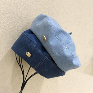 Berets Retro Denim Beret Hat French Outdoor Octagonal Painter Breathable Jeans Women's Female Ladies