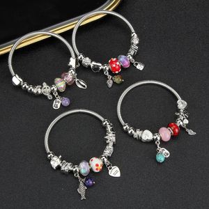 Charm-Armbänder 12 Teile/satz Frauen Edelstahl Seestern Anhänger Charms Armbänder Draht Kabel Strass Offene Verstellbare Manschette Armreifen DIY Schmuck 231009