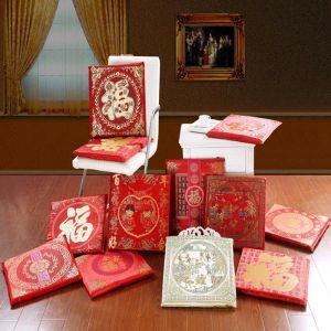Uppsättning av 2 kinesiska stilstolkudde röda nyår Valentin bröllop gåvor heminredning blandning knä fyrkantig fönster soffa bakkuddar