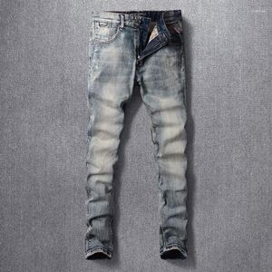 Herren Jeans Modedesigner Männer Hohe Qualität Retro Washed Elastic Stretch Slim Ripped Vintage Denim Hosen Freizeithosen