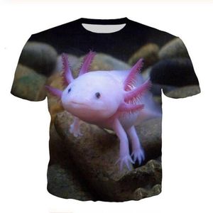 Nyaste modemän kvinnor Womans Axolotl Animals Summer Style Tees 3D Print Casual T-Shirt Topps Plus Size BB0184222F
