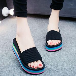 Dress Shoes Slippers Women's Summer Thick-soled Foam-soled Sandals Student Beach High-heeled Wedge-heeled Middle-heeled