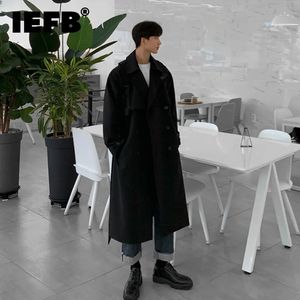 Men's Trench Coats IEFB Men's Wear Korean Trend Windbreaker Mid Long Loose Clothes Handsome Male's Autumn Casual Trench Coat With Belt 4312 231010